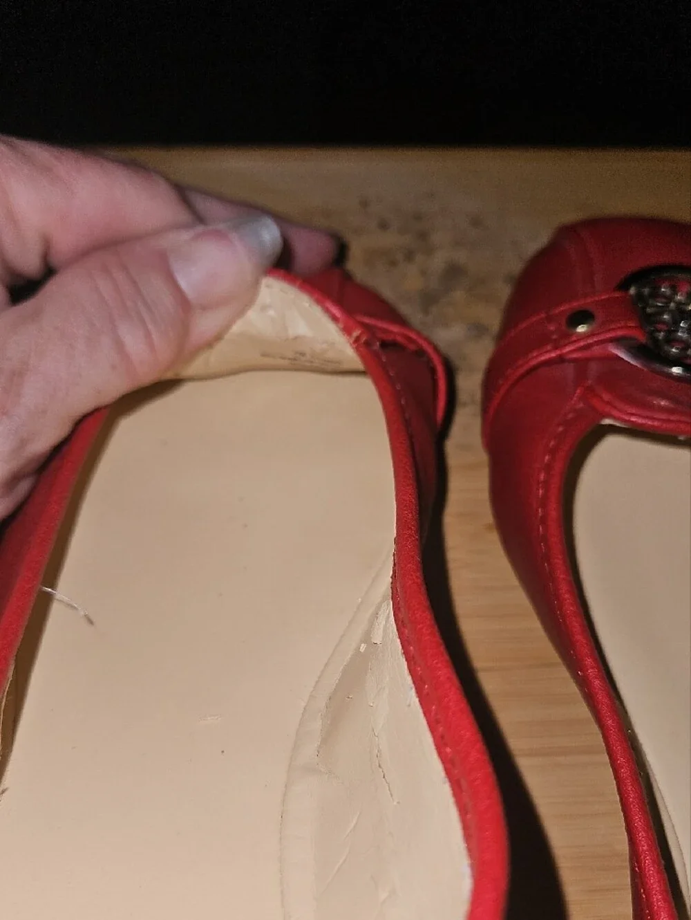 Liz Claiborne Red Leather Logo Ballet Flats